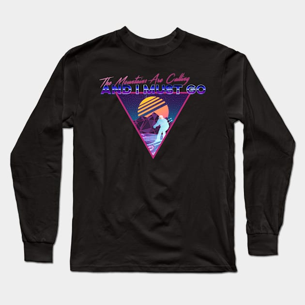 Retro Vaporwave Ski Mountain | The Mountains Are Calling And I Must Go | Shirts, Stickers, and More! Long Sleeve T-Shirt by KlehmInTime